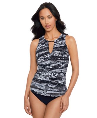 Womens Zaatar Chanae Printed Keyhole Tankini Top Shirred Bikini Bottoms