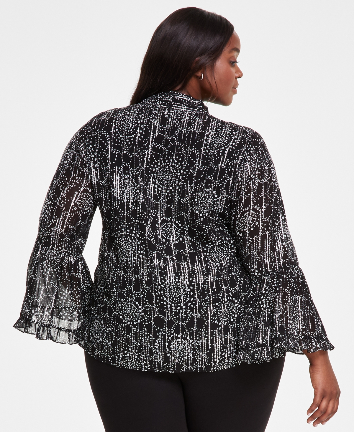 Vince Camuto Plus Size Printed Tie-Neck Blouse