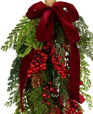 National Tree Company Christmas Joy Teardrop Swag, 28 Inches
