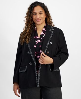 Anne Klein - Plus Size Framed Faux Double-Breasted Jacket