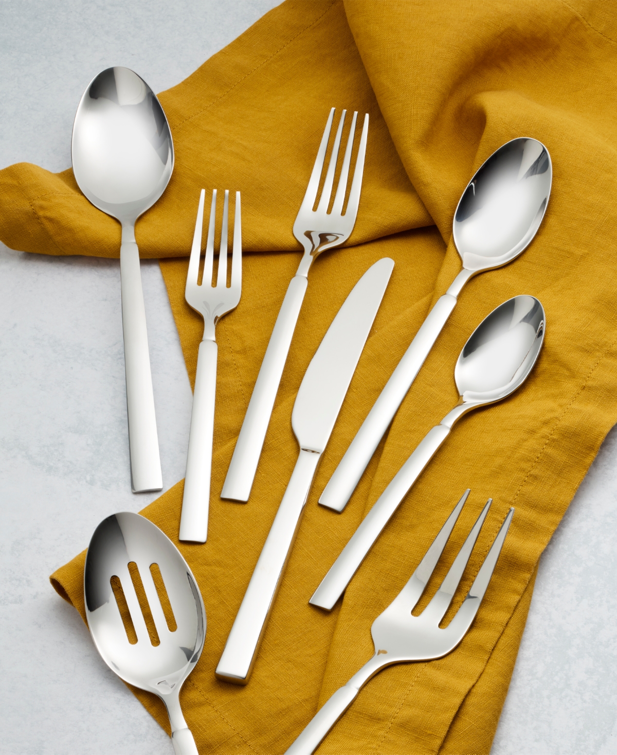 Cambridge Silversmiths Stainless Steel Drew Mirror 51-piece Flatware Set, Service For 8 In Metallic And Stainless
