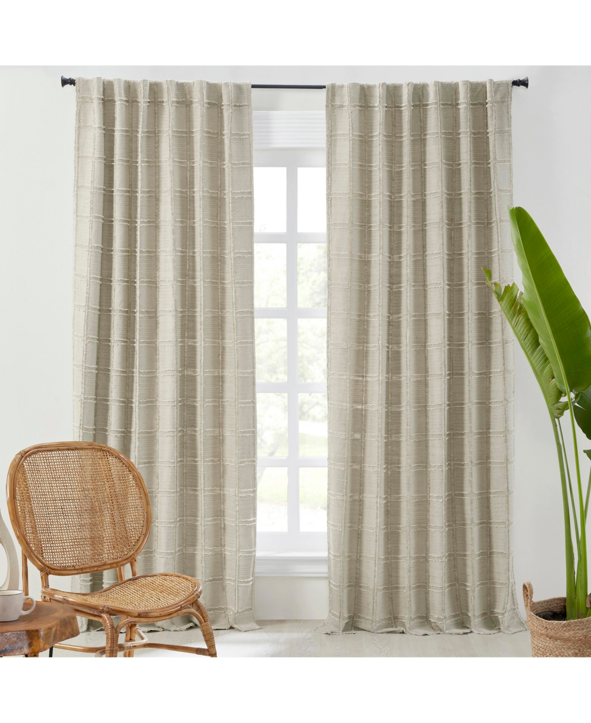 Chambers Linen Curtain Panel - Lined with Rod Pocket and Hidden Back Tabs - Natural