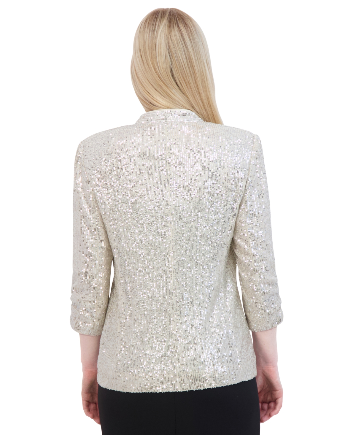 Eliza J Women's Collarless Long-Sleeve Sequin Jacket