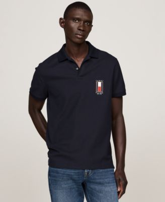 Tommy Hilfiger - Men's Short Sleeve Textured Vertical Flag Polo Shirt