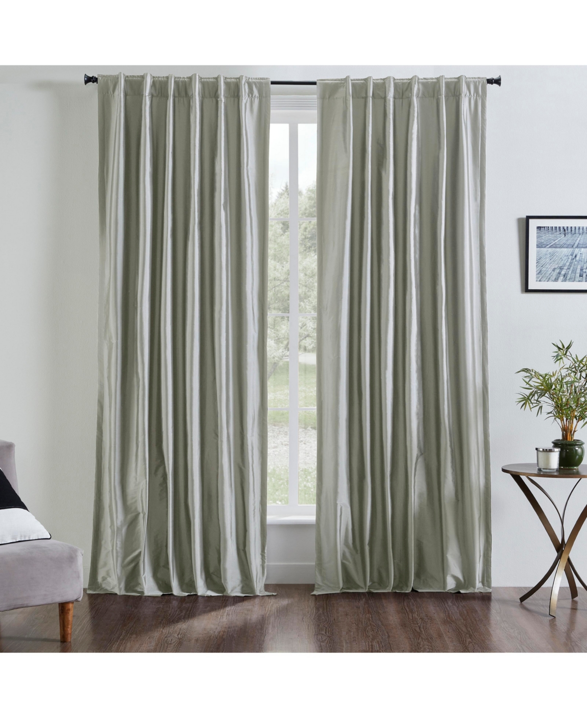 Ihi Home Valencia Faux Silk Taffeta Curtain Panel - with Heavy Interlining, Rod Pocket with Hidden Back Tabs