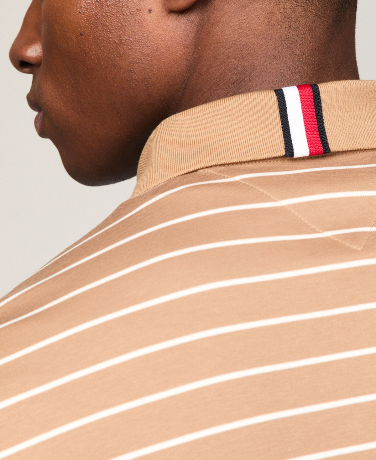 Tommy Hilfiger Men's Regular-Fit Striped Liquid Cotton Polo Shirt - Ecru