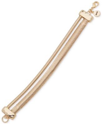 DKNY - Gold-Tone Polished Double Snake Chain Flex Bracelet
