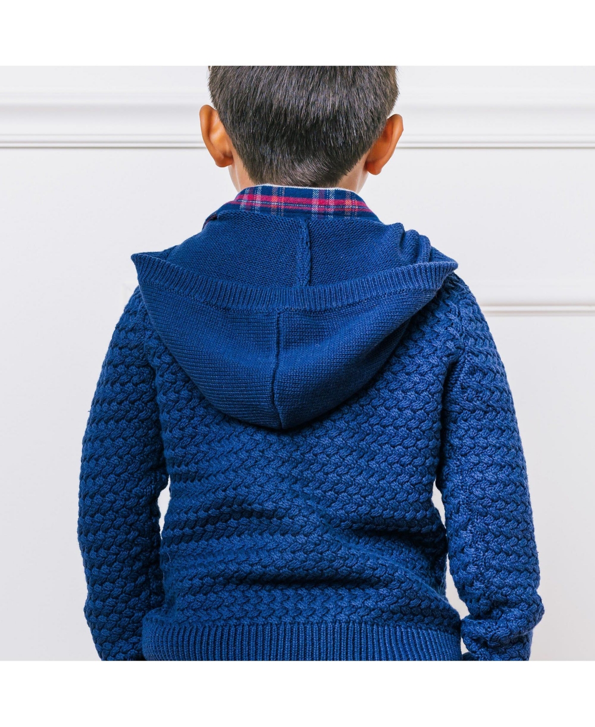 Hope & Henry Boys Organic Long Sleeve Hooded Half Zip Sweater