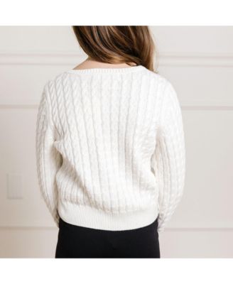 Girls Long Sleeve Classic Cable Cardigan Sweater