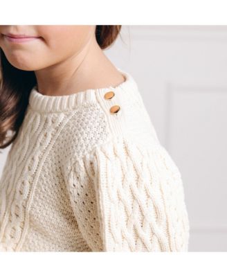 Girls Long Sleeve Cable Knit Fisherman Sweater