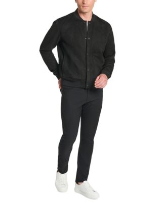 Men's Faux-Suede Snap-Front Bomber Jacket