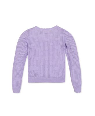 Girls' Scallop Edge Mesh Dot Cardigan, Kids