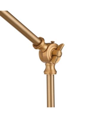 Industrial Modern Desk Lamp with USB and AC Power Outlet 23.5" High Antique Brass Metal for Living Room Bedroom House Bedside