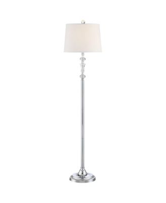 Montrose Glam Standing Floor Lamps 61" Tall Set of 2 Polished Steel Silver Crystal Glass White Fabric Drum Shade Decor for Living Room Reading House Bedroom Office