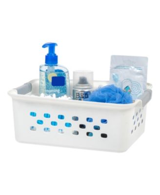 USA Small Plastic Storage Basket, 12-Pack, Shelf Basket Organizer for Pantries Kitchens Cabinets Bedrooms, White