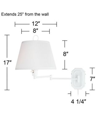 Amelie Country Cottage Swing Arm Wall Lamp Plug-in Fixture with Pleated Fabric Bell Shade