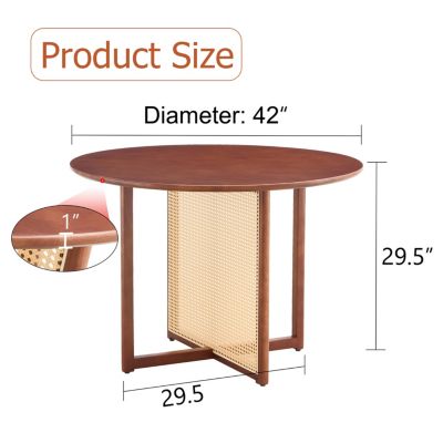 Retro Chinese Solid Wood Round Imitation Rattan Table Desk