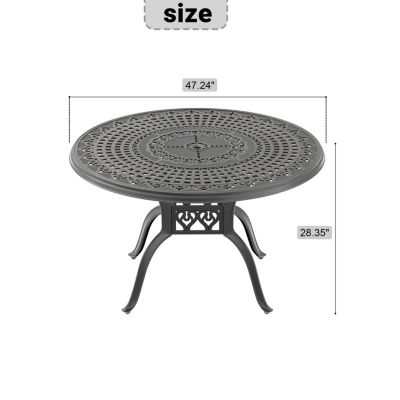 Streamdale 47" Cast Aluminum Patio Table with Umbrella Hole