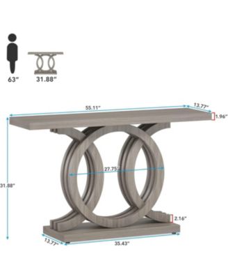 55-Inch Wooden Console Table with Unique Base – Farmhouse Entryway Table