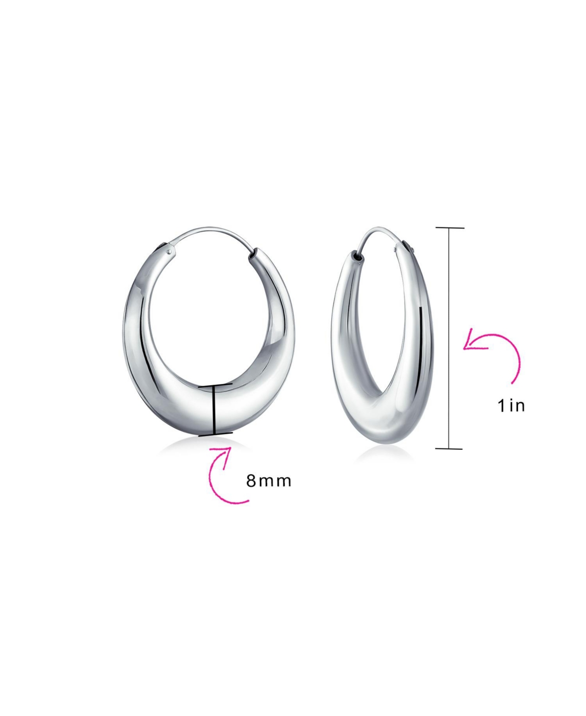 Bling Jewelry Simple Plain Circle Crescent Tapered Tube Hollow Puff Tube Round Hoop Earrings For Women SterlingEndless - Silver