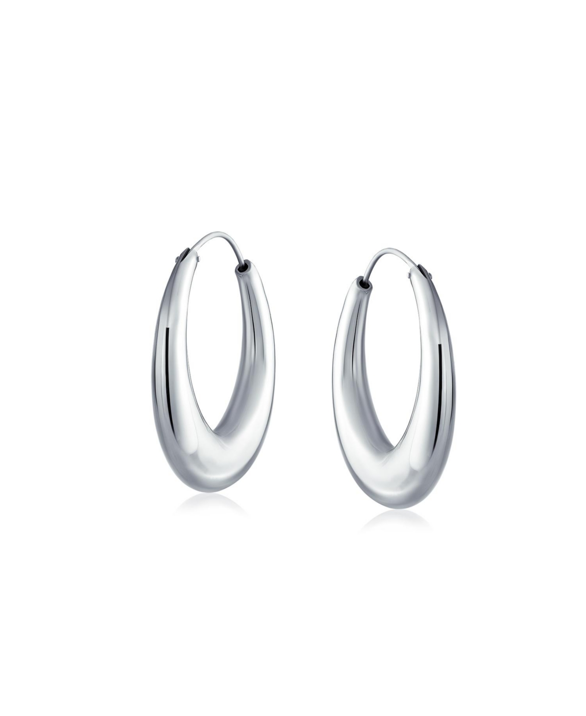 Bling Jewelry Simple Plain Circle Crescent Tapered Tube Hollow Puff Tube Round Hoop Earrings For Women SterlingEndless - Silver