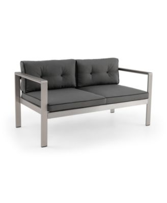 Contemporary 2-Person Sofa Chair with WPC Armrests for Balcony Backyard Porch
