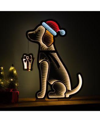 Santa Dog Infinity Light Display 31.25"h