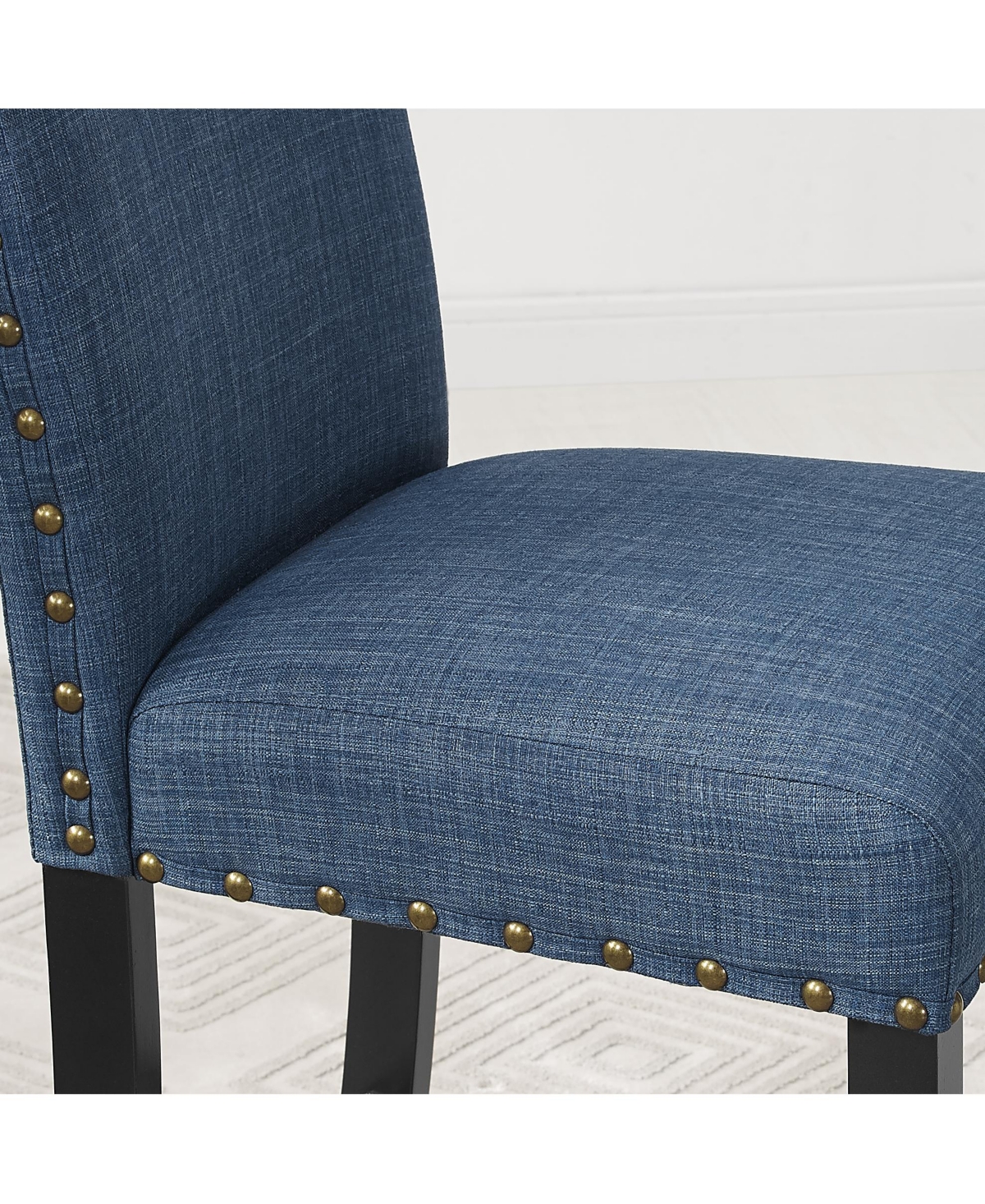 Simplie Fun Fabric Bar Stools with Nailhead Trim, Set of 2, Blue
