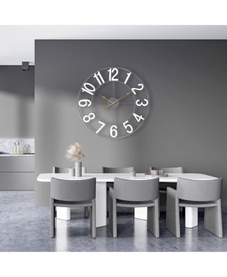 Large Wall Clock for Living Room Decor - Numeral Wall Clock for Kitchen - 24 inch Wall Clock Decorative (Gold)