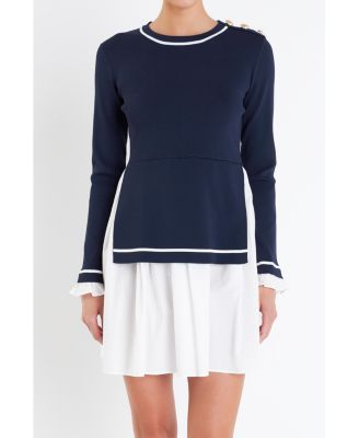 Women's Mix Media Button Pointed Dress