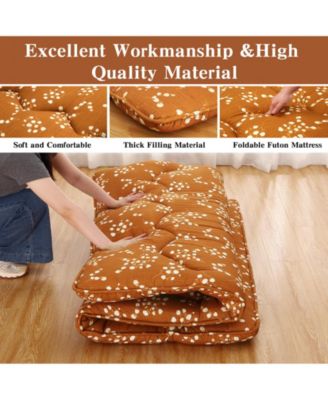 Full Size Futon Mattress Floor Mattress Pad Floral Print Portable Dorm Sleeping Pad, 54"x 80"