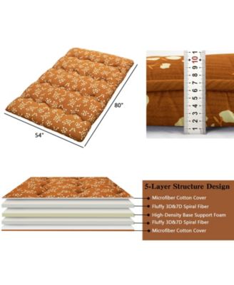 Full Size Futon Mattress Floor Mattress Pad Floral Print Portable Dorm Sleeping Pad, 54"x 80"