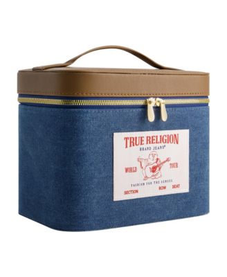 large Denim Cosmetic case with mirror