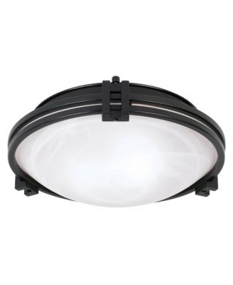 Art Deco Modern Ceiling Light Flush Mount Fixture Oil Rubbed Bronze 12 3/4" Wide Marbleized Glass Bowl Shade for House Bedroom Hallway Living Room Bathroom Dining Kitchen