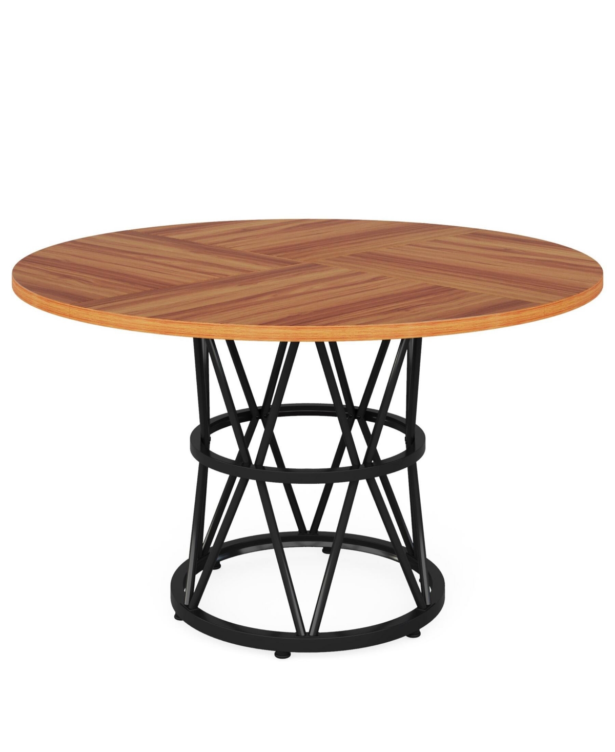 Tribesigns Round Dining Table for 4, Inches Kitchen Table Circle Dinner Table, Wood Dining Room Table for Kitchen Living Room, Metal Base