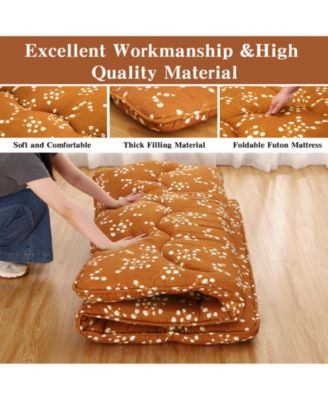 Futon Mattress Full Size, Floral Print Floor Mattress Pad Portable Dorm Sleeping Pad, 54"x 80"