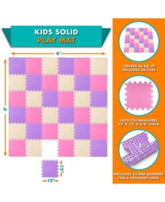 ProSource Kids Floor Play Mat 3/8-in, 36 Sq Ft - 36 Tiles