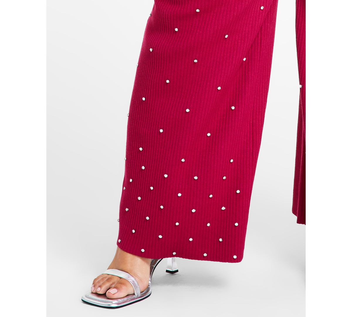 Nina Parker Trendy Plus Size Embellished Rib-Knit Pants