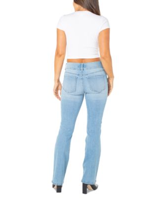 Juniors' Mid-Rise Distress Bootcut Jeans 