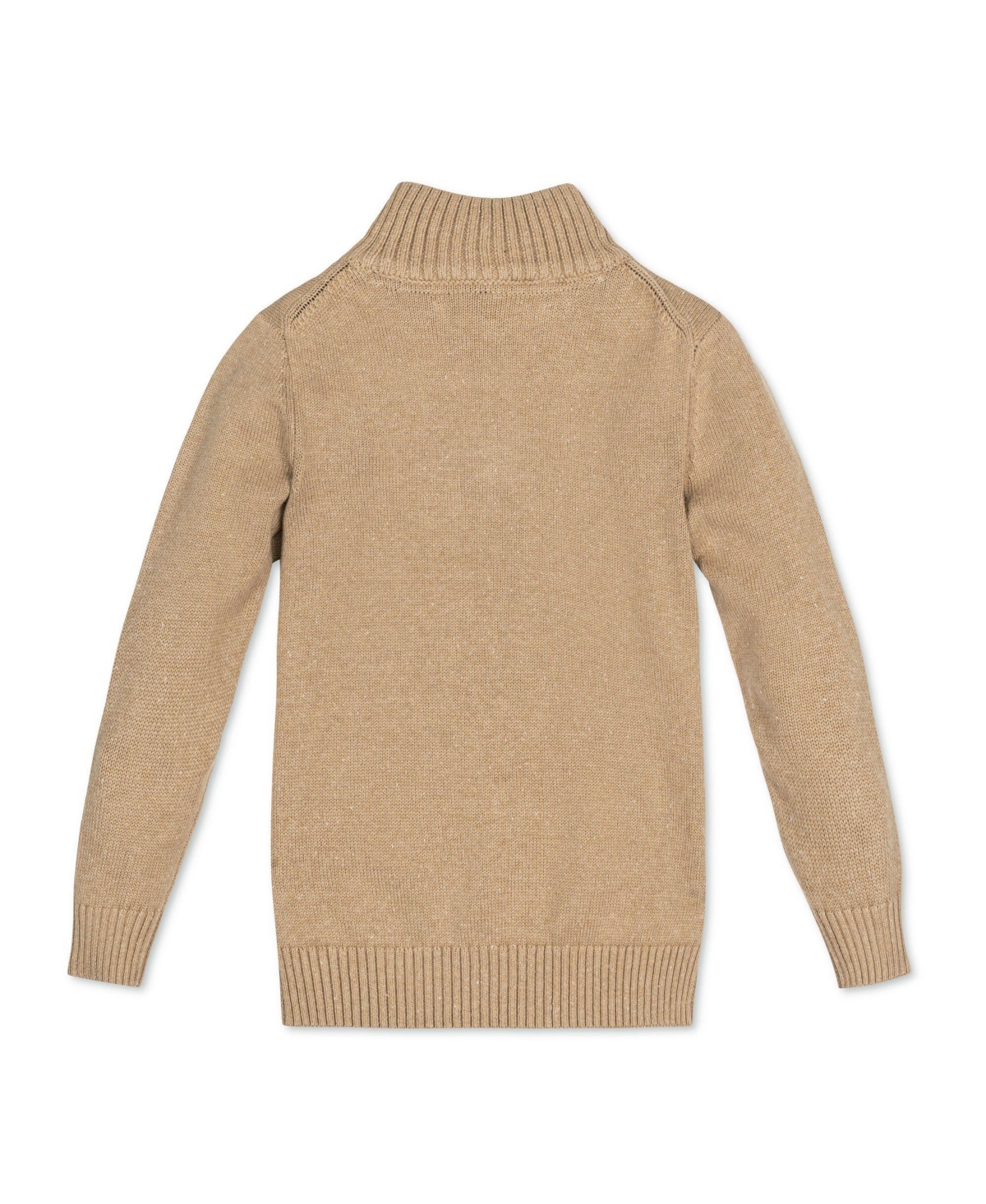 Hope & Henry Boys Organic Long Sleeve Half Zip Pullover Sweater - Camel heather with flecks