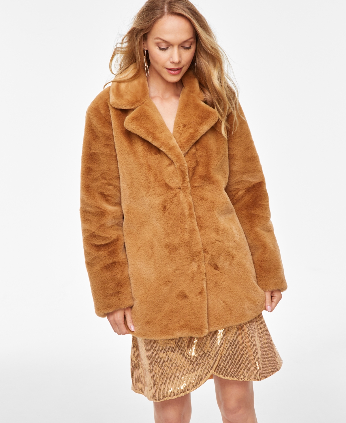 I.n.c. International Concepts Women s Faux Fur Family Matching Coat Created for Macy s Warm Toffe Smart Closet