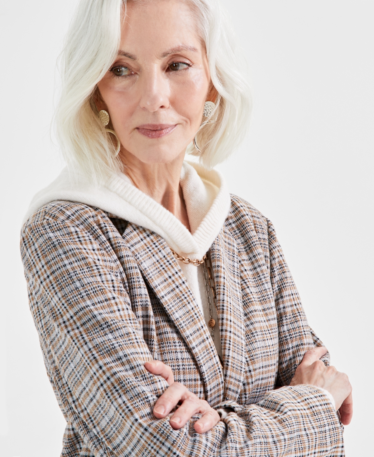 Style & Co Women'sLong-Sleeve Blazer, Created for Macy's - Plaid