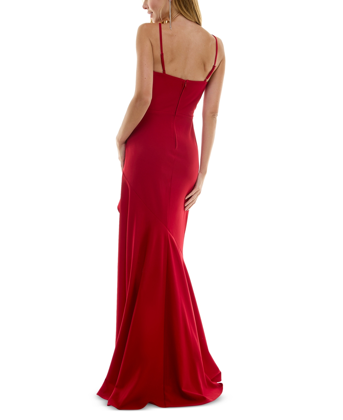 City Studios Juniors' Rhinestone-Trim High-Low Gown