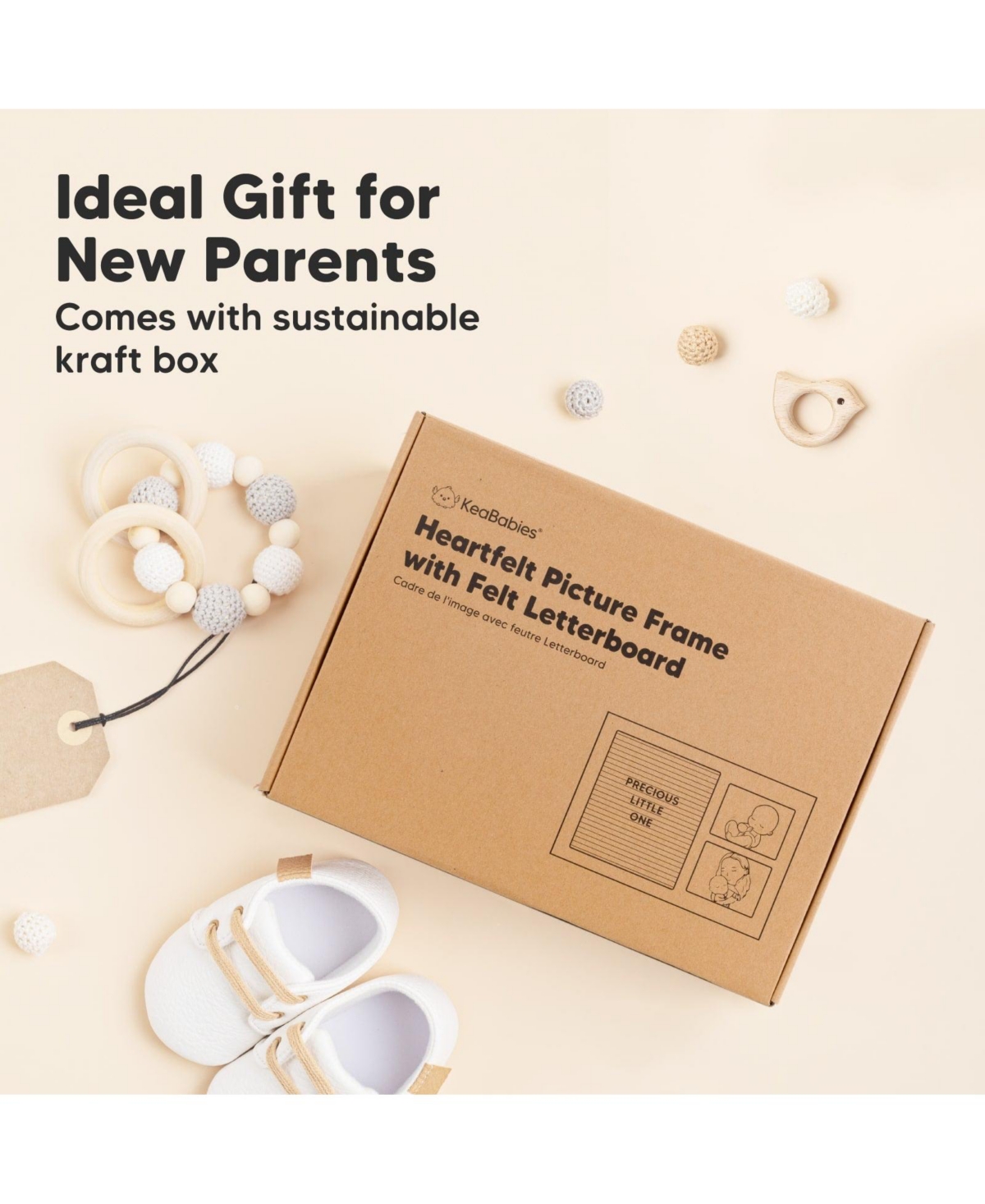 KeaBabies Heartfelt Baby Picture Frame Keepsake with Letterboard, 12x8 Ultrasound Picture Frames, Baby Gifts for Newborn