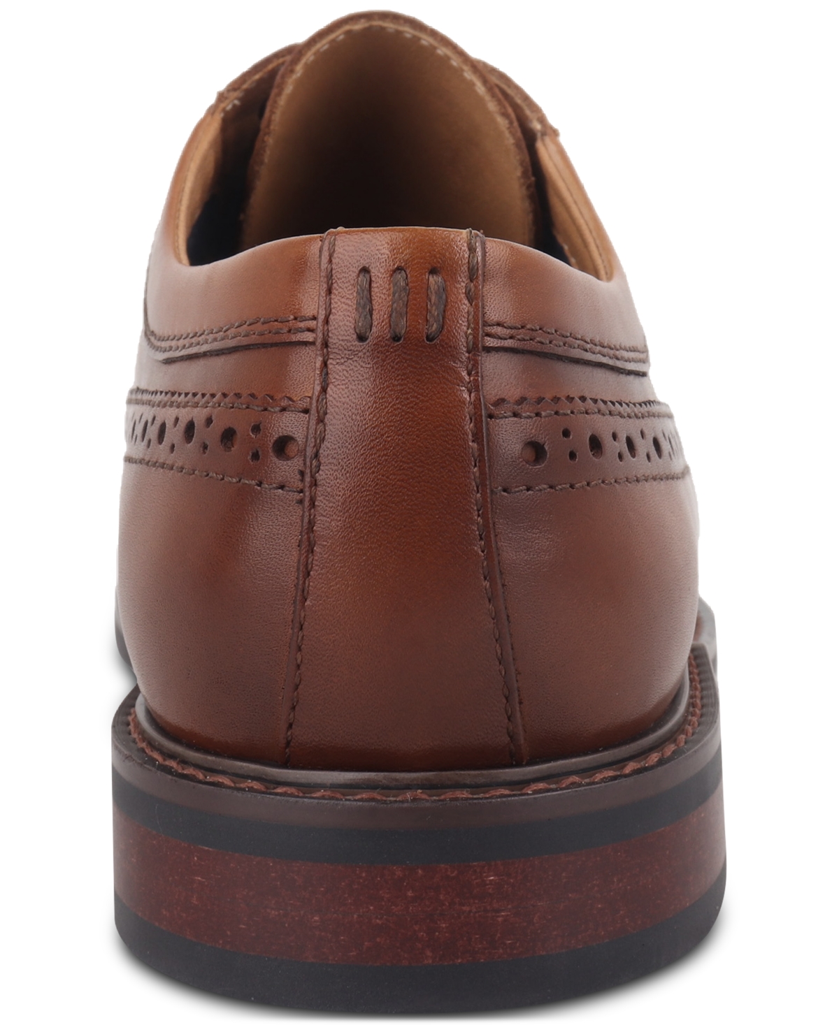 Bar Iii Men's Asherr Long Wing Brogue Leather Dress Shoes, Created For Macy's In Tan Leather