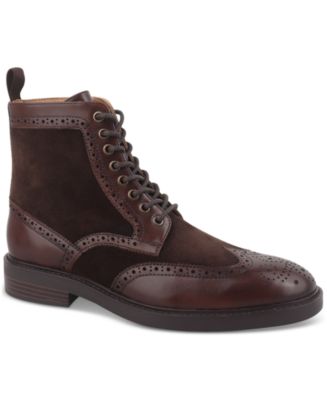 Barney’s New York Men\'s Brown Wingtip Leather Boots Barneys New York | Shoes | Barneys New York Pebblegrain  main image 4