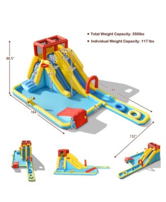 7-in-1 Inflatable Dual Slide Water Park Bounce House Without Blower