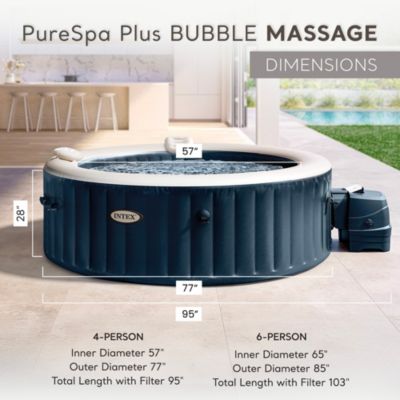 28429EP PureSpa Plus 4 Person Inflatable Hot Tub Bubble Jet Spa, 77" x 28"