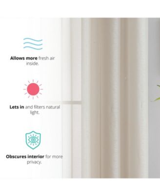 2 Piece Semi Sheer Voile Window Curtain Drapes Grommet Panels for Bedroom, Living Room & Kids Room