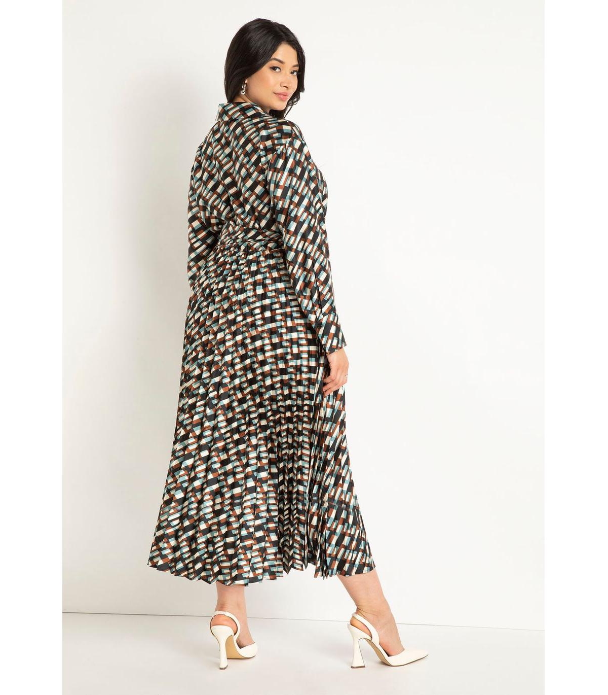 Eloquii Plus Size Pleated Skirt Fit And Flare Dress